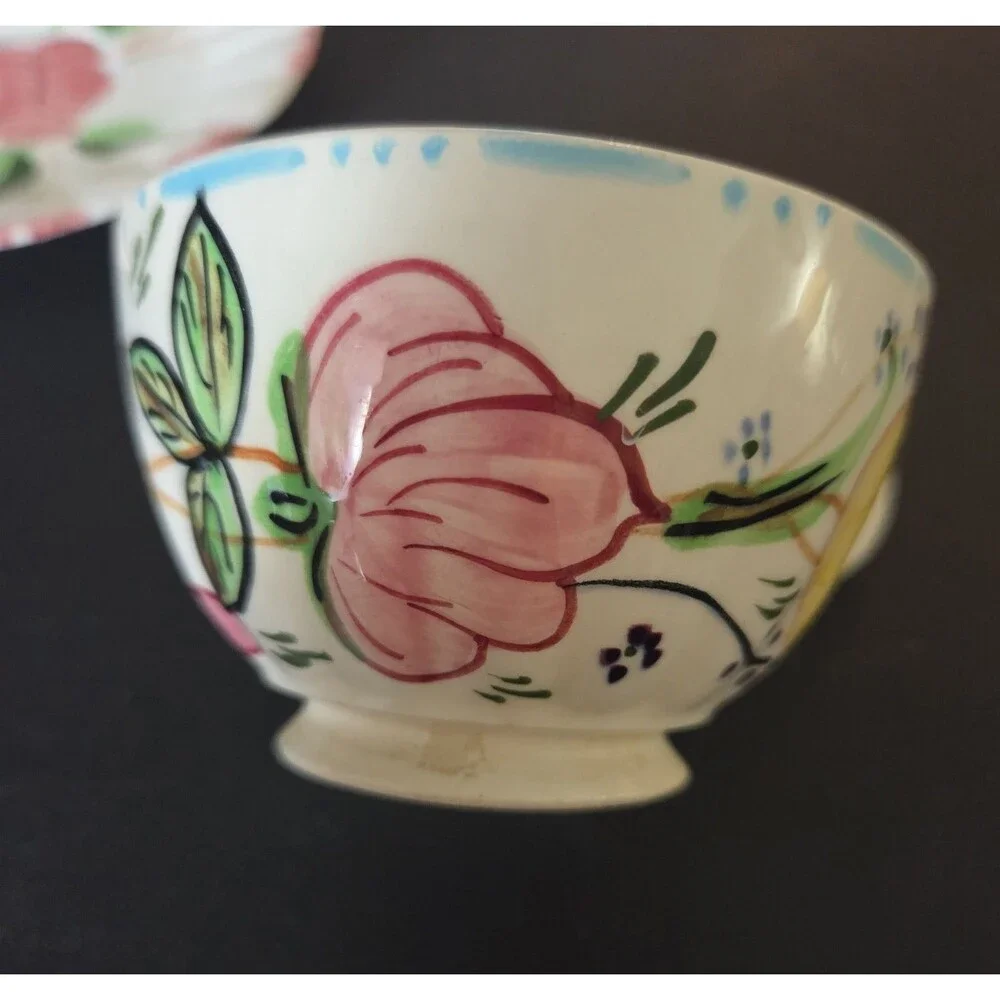 Blue Ridge Hand Painted Floral Teacup & Saucer Set Wild Rose 1945-1957 VTG